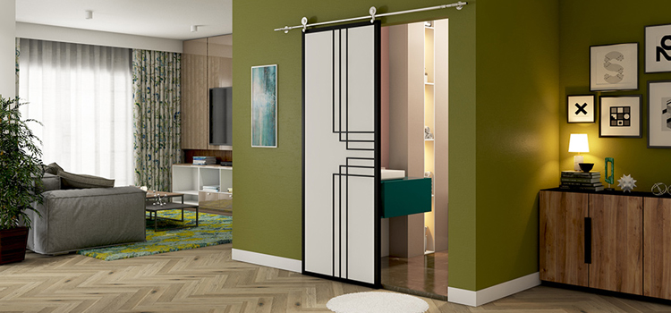 sliding bathroom door installation in Crestline